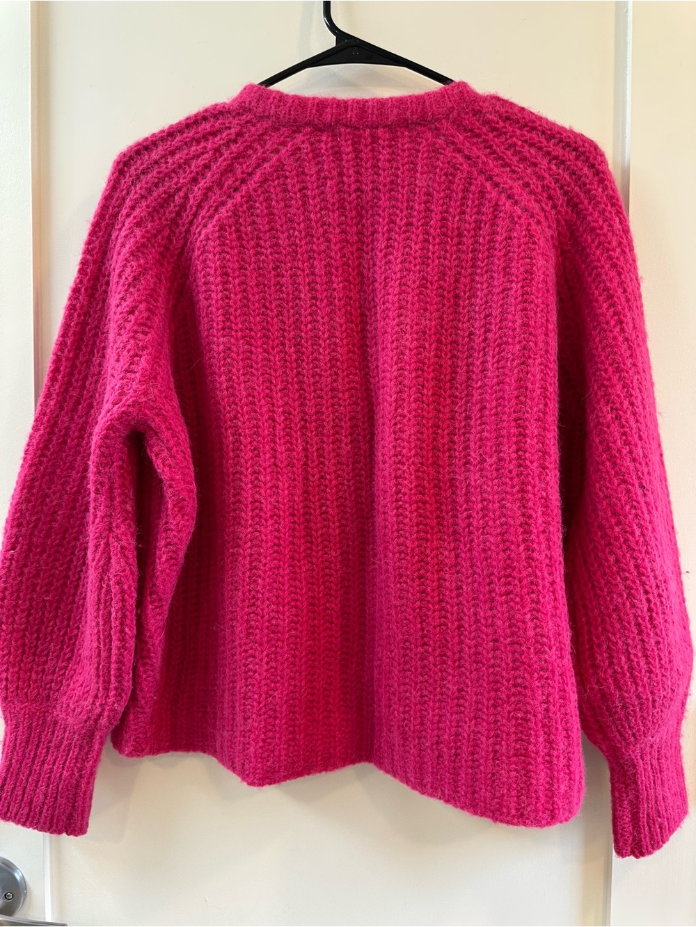 Sezane Hot Pink Chunky Crewneck Sweater